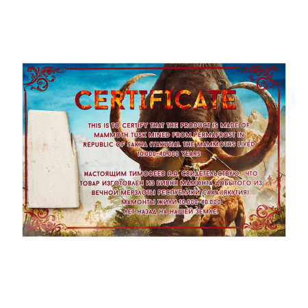 Сертификат "кусочек бивня мамонта"